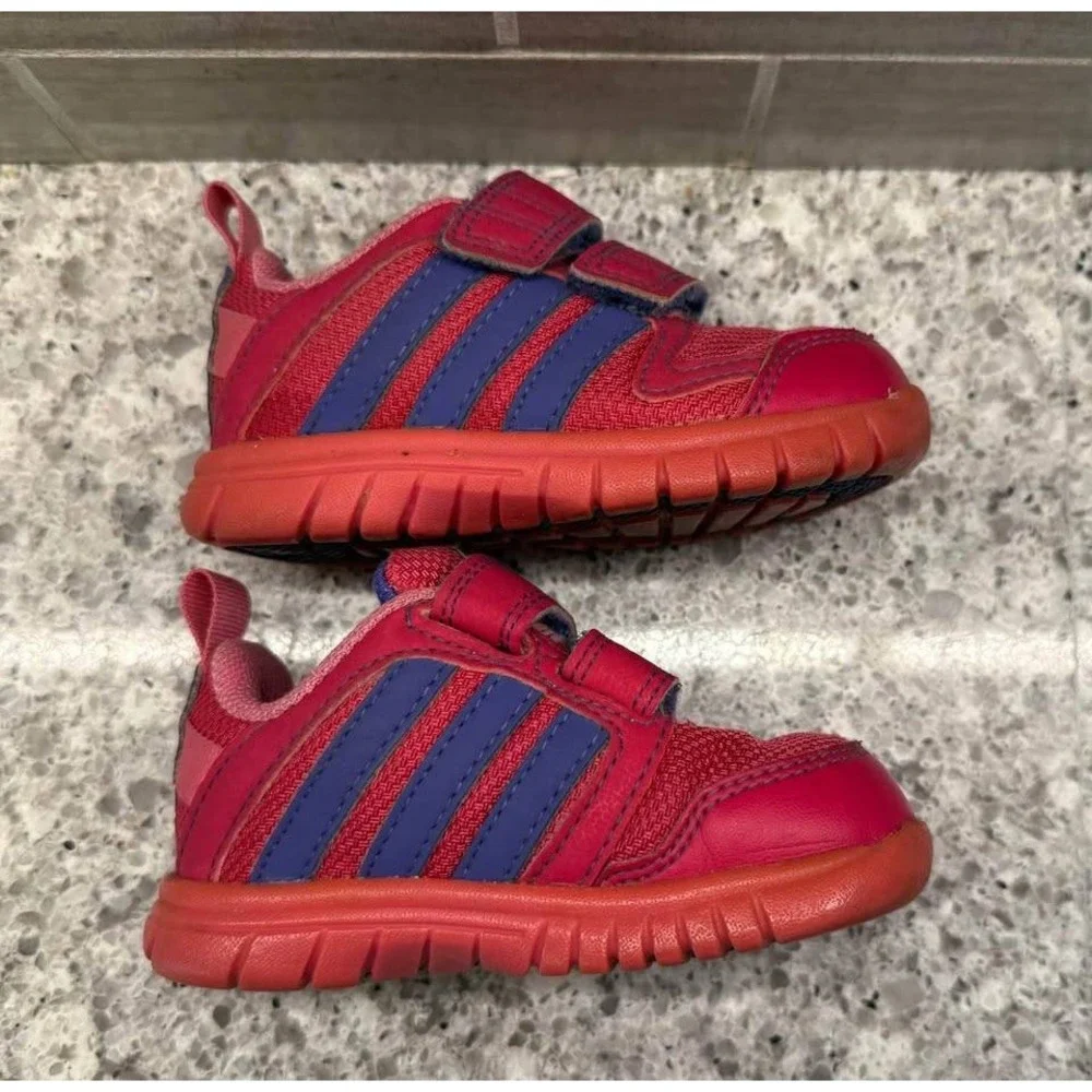 Little Girls Toddler Adidas Pink with Purple Hook & Loop‎ Sneakers/Shoes-Size 5K